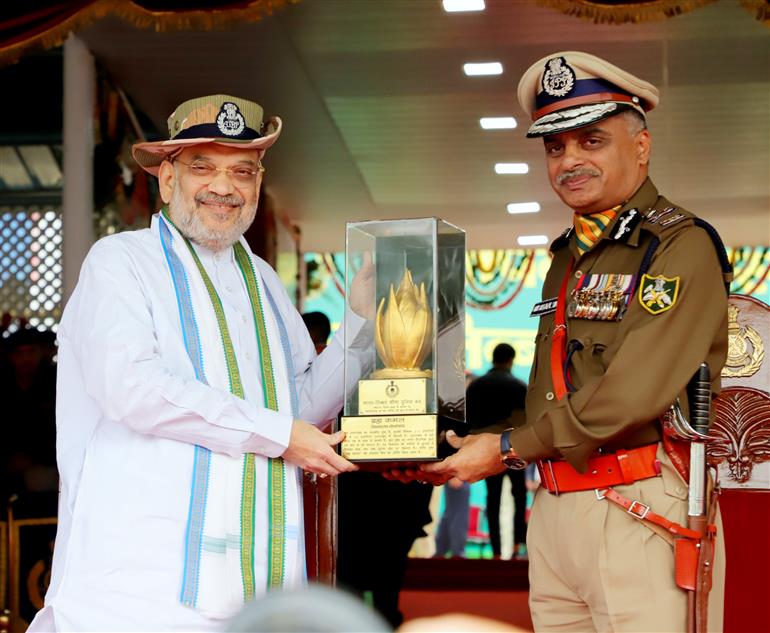 The Union Minister for Home Affairs and Cooperation, Shri Amit Shah at the 62nd Raising Day Parade ceremony of the Indo-Tibetan Border Police (ITBP) at Dehradun, in Uttarakhand on November 10, 2023.