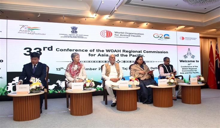 The Union Minister for Fisheries, Animal Husbandry and Dairying, Shri Parshottam Rupala at the Closing Ceremony of the 33rd Conference of the WOAH (World Organization for Animal Health) Regional Commission for Asia and Pacific as a chief guest, in New Delhi on November 16, 2023.