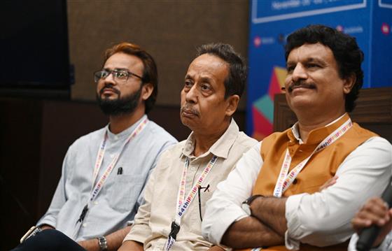 Indian Jury in a Press Conference at the 54th International Film Festival of India (IFFI), in Goa on November 21, 2023.