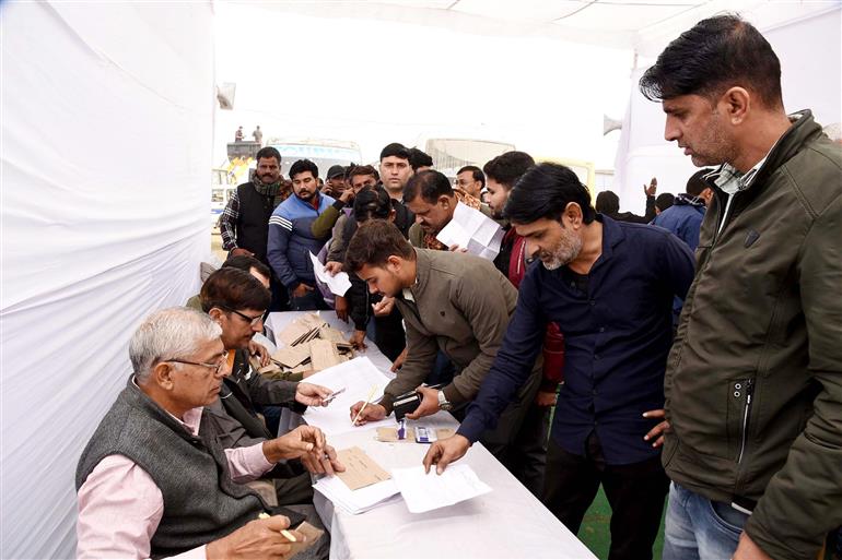 Glimpses of Postal Voting Bagru and Chaksu Vidyansabha in College Campus at Jaipur, in Rajasthan on November 24, 2023.