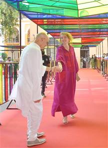 Abdelhai Laraki, Director and Caroline Locardi, Producer of the film “Fez Summer ‘55” on the red carpet at 54th IFFI, in Goa on November on 24, 2023.