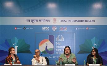 Pavo Marinkovic, Director of the film “Bosnian Pot” and Abdelhai Laraki, Director of the film “Fez Summer’55” addressing the media and film enthusiasts at the press conference held at 54th IFFI, in Goa on November 25, 2023.