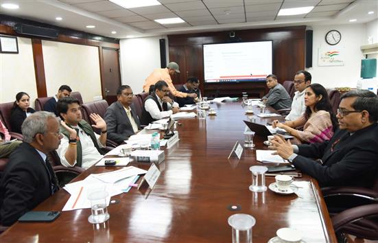 The Union Minister of Steel and Civil Aviation, Shri Jyotiraditya M. Scindia chaired the meeting on Green Steel production in india, in New Delhi on November 28, 2023.