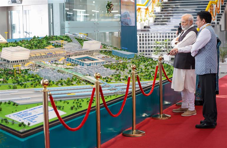 PM arrives at Sahibabad RapidX Station, in Uttar Pradesh on October 20, 2023.