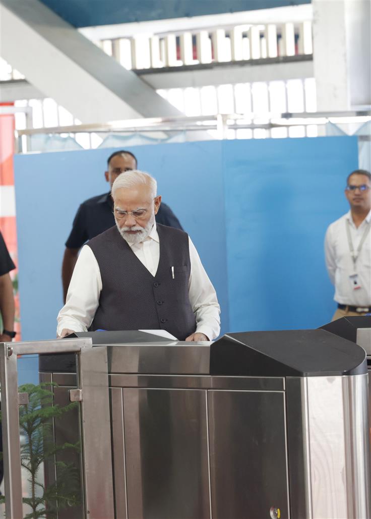 PM arrives at Sahibabad RapidX Station, in Uttar Pradesh on October 20, 2023.