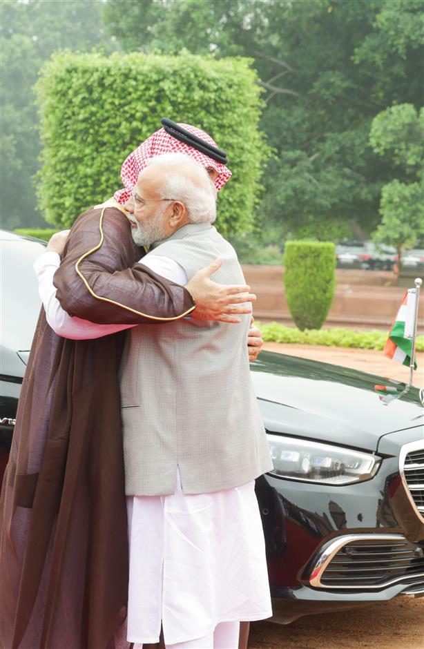 The President of India, Smt. Droupadi Murmu and PM attend the Ceremonial Reception of the Crown Prince and the Prime Minister of Saudi Arabia Mohammed bin Salman bin Abdulaziz Al Saud at Rashtrapati Bhawan, in New Delhi on September 11, 2023.