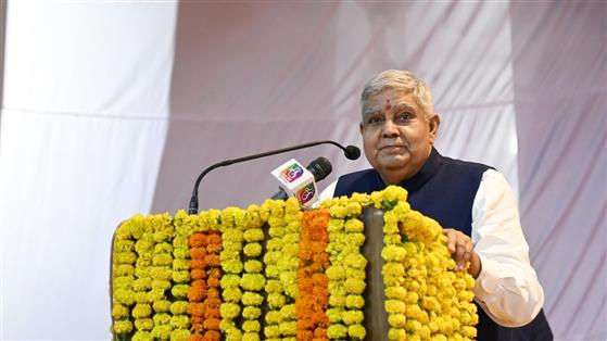 The  Vice President, Shri Jagdeep Dhankhar addressing the students of MSJ College and Rameshwari Devi Government Girls College at Bharatpur, in Rajasthan on September 12, 2023.