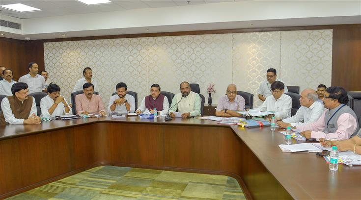 The Chairperson, National Commission for Backward Classes, Shri Hansraj Gangaram Ahir holds a hearing for inclusion of Castes/Communities in the Central List of OBCs for the state of Andhra Pradesh, in New Delhi on September 13, 2023.