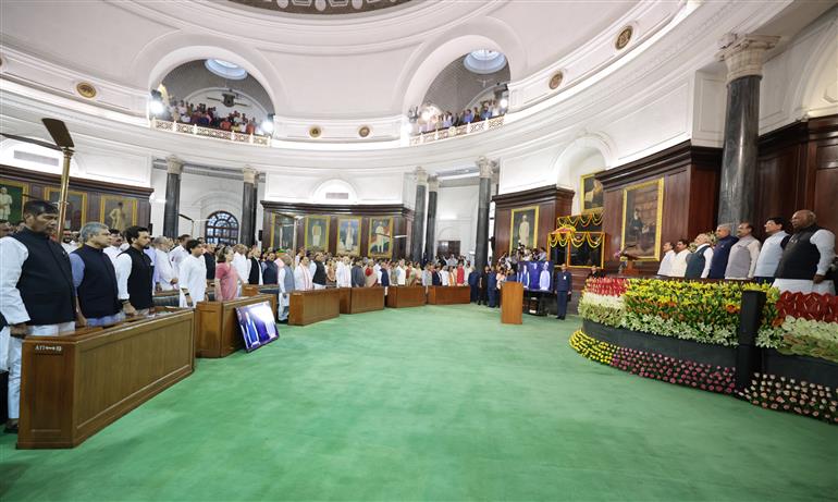 PM meets the members of Parliament at the Central Hall of the old Parliament building, in New Delhi on September 19, 2023.