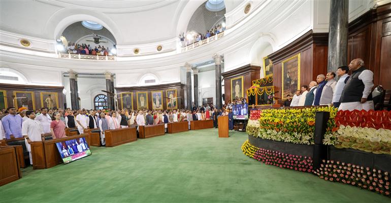 PM meets the members of Parliament at the Central Hall of the old Parliament building, in New Delhi on September 19, 2023.