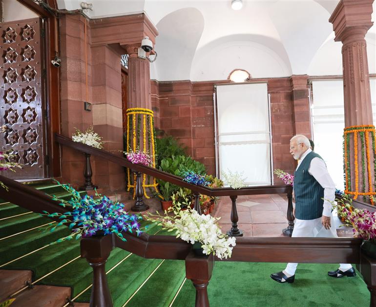 PM arrives at old Parliament house, in New Delhi on September 19, 2023.