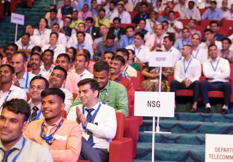 Gathering at the PM’s interaction with ground level functionaries of G20 Summit at Bharat Mandapam, in Pragati Maidan, New Delhi on September 22, 2023. 