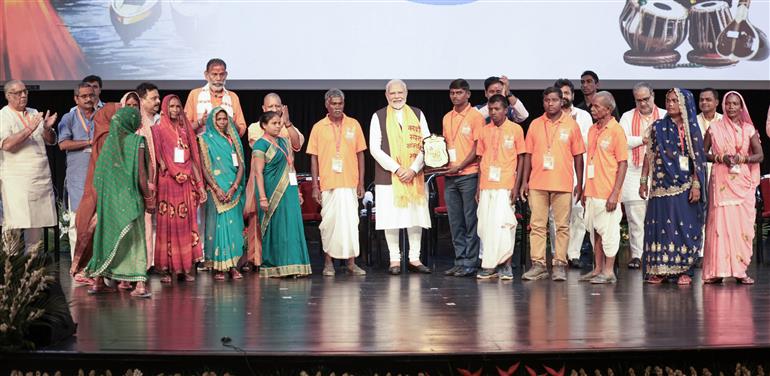 PM attends the closing ceremony of Kashi Sansad Sanskritik Mahotsav 2023 at Rudraksh International Cooperation and Convention Centre (Varanasi), in Uttar Pradesh on September 23, 2023.