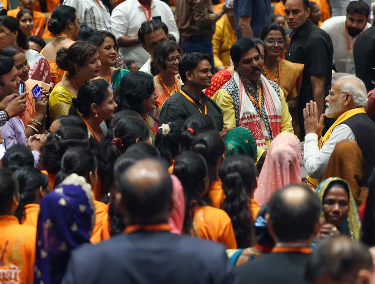 PM attends the closing ceremony of Kashi Sansad Sanskritik Mahotsav 2023 at Rudraksh International Cooperation and Convention Centre (Varanasi), in Uttar Pradesh on September 23, 2023.