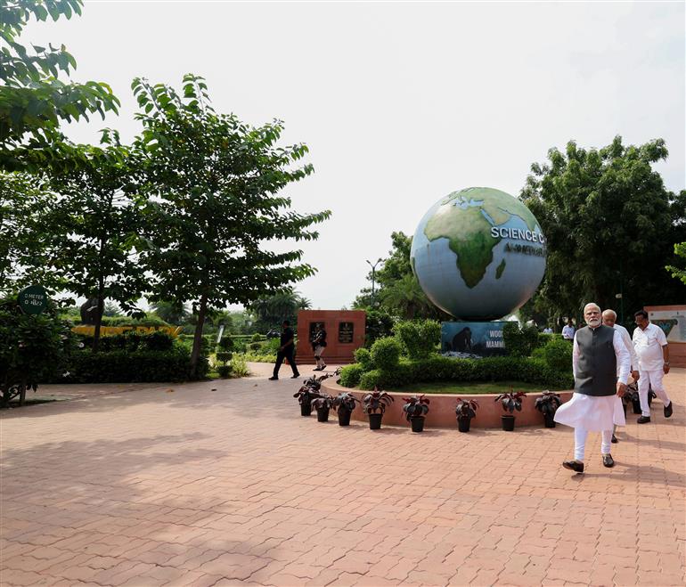 PM visits Nature Park at Science City, in Ahmedabad, Gujarat, on September 27, 2023.