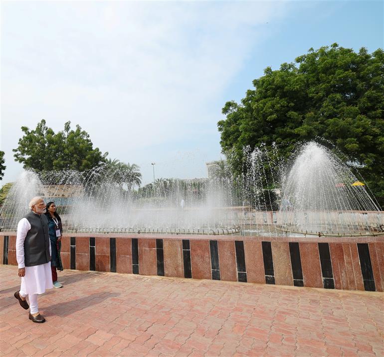 PM visits Nature Park at Science City, in Ahmedabad, Gujarat, on September 27, 2023.