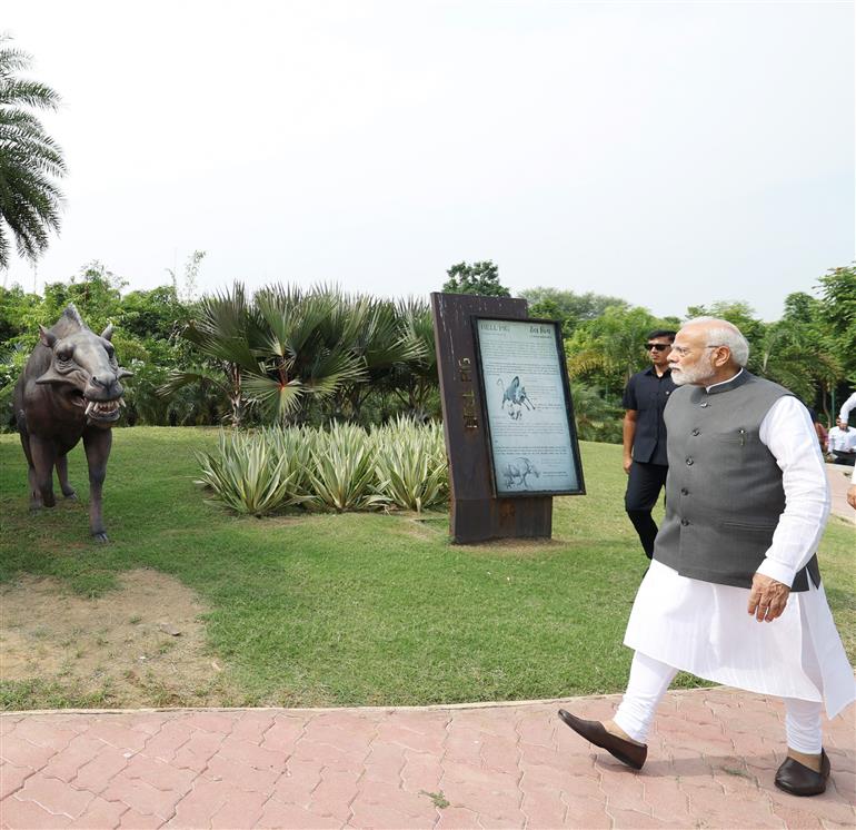 PM visits Nature Park at Science City, in Ahmedabad, Gujarat, on September 27, 2023.