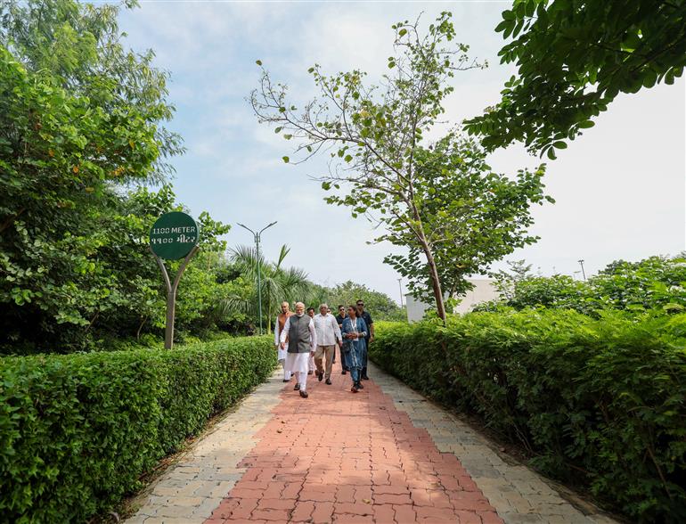 PM visits Nature Park at Science City, in Ahmedabad, Gujarat, on September 27, 2023.