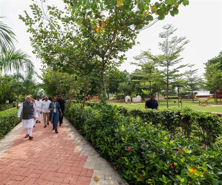 PM visits Nature Park at Science City, in Ahmedabad, Gujarat, on September 27, 2023.