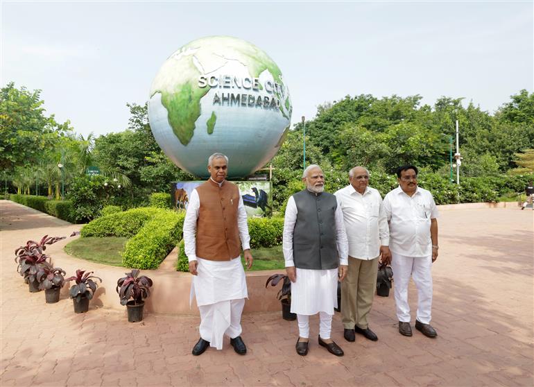 PM visits Nature Park at Science City, in Ahmedabad, Gujarat, on September 27, 2023.