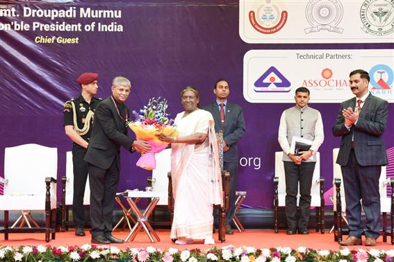 The President of India, Smt Droupadi Murmu grace the World Homoeopathy Day 2024 celebrations, in New Delhi on April 10, 2024.