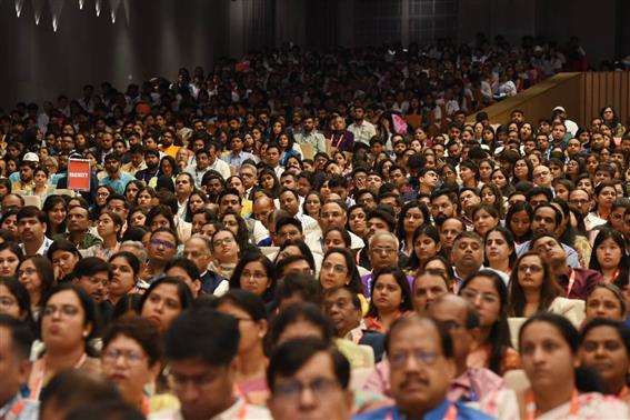 Gathering at the World Homoeopathy Day 2024 celebrations, in New Delhi on April 10, 2024. The President of India, Smt Droupadi Murmu addressing on the occasion.