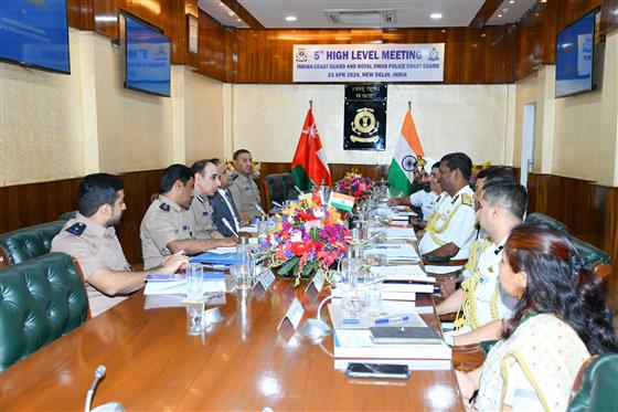 Glimpses of the 5th Annual High-Level Meeting between the Indian Coast Guard (ICG) and the Royal Oman Police Coast Guard (ROPCG), in New Delhi on April 23, 2024.