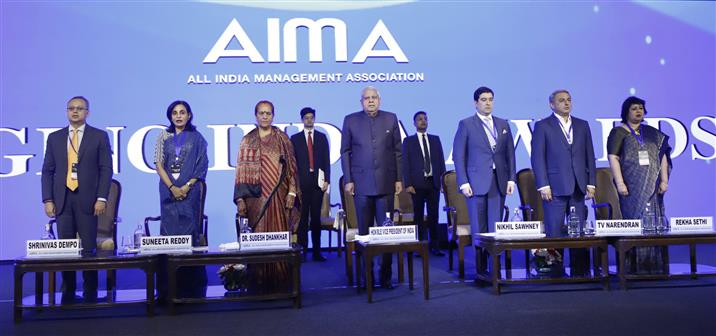 The Vice President of India and Chairman, Rajya Sabha, Shri Jagdeep Dhankhar at the 14th AIMA Managing India Awards, in New Delhi on April 23, 2024.