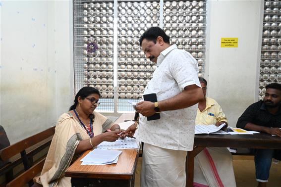 Polling progressing in Kerala. Glimpses from St.Joseph Higher Secondary School, General Hospital Junction, Thiruvananthapuram