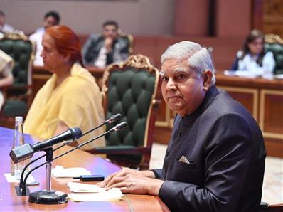 The Vice President, Shri Jagdeep Dhankhar addressing the law fraternity at the inauguration of the Society of Indian Law Firms (SILF) building at Bharat Mandapam, in New Delhi on April 29, 2024.
