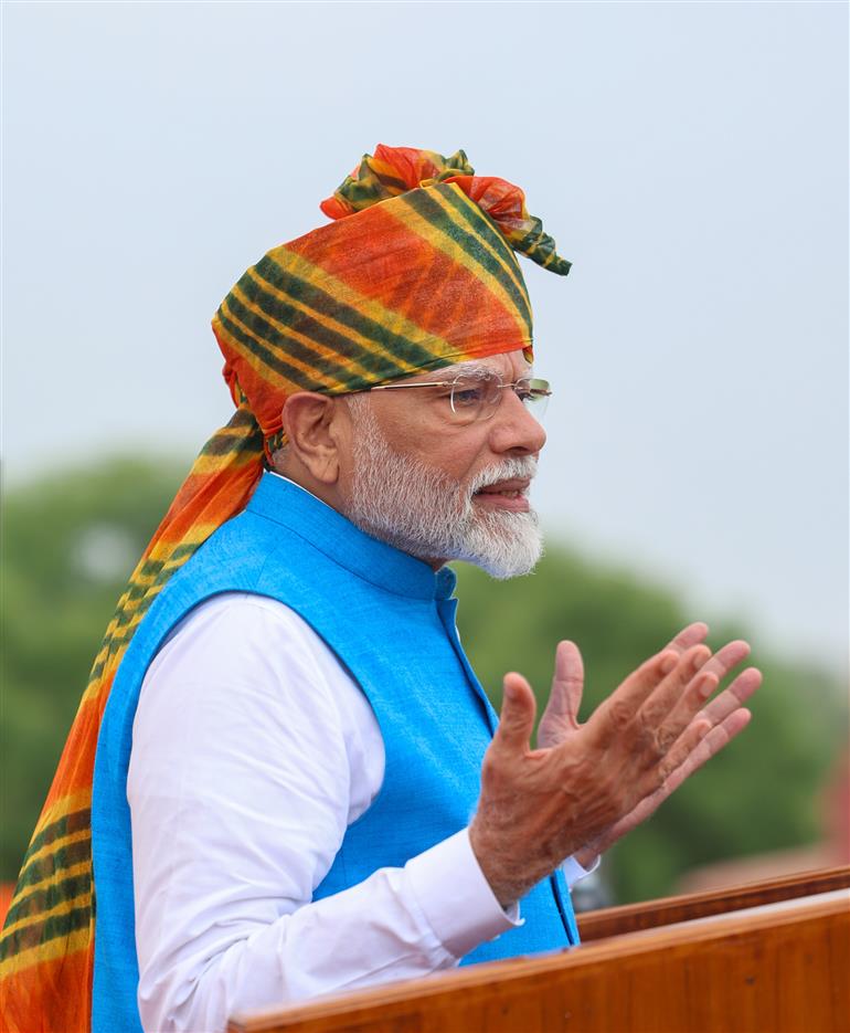 PM addressing the Nation on the occasion of 78th Independence Day at Red Fort, in Delhi on August 15, 2024.