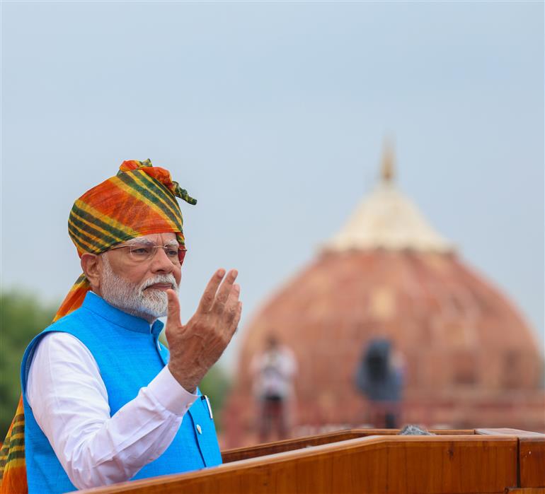 PM addressing the Nation on the occasion of 78th Independence Day at Red Fort, in Delhi on August 15, 2024.
