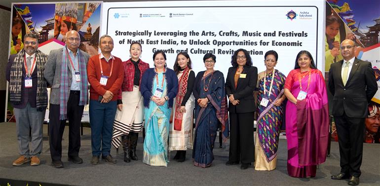 Glimpses of Panel Discussion on “Strategically leveraging the Arts, Crafts, Music and festivals of North east India to Unlock opportunities for economic growth and cultural Revitalization at the Ashtalakshmi Mahotsav 2024 in Bharat Mandapam, New Delhi on December 08, 2024.