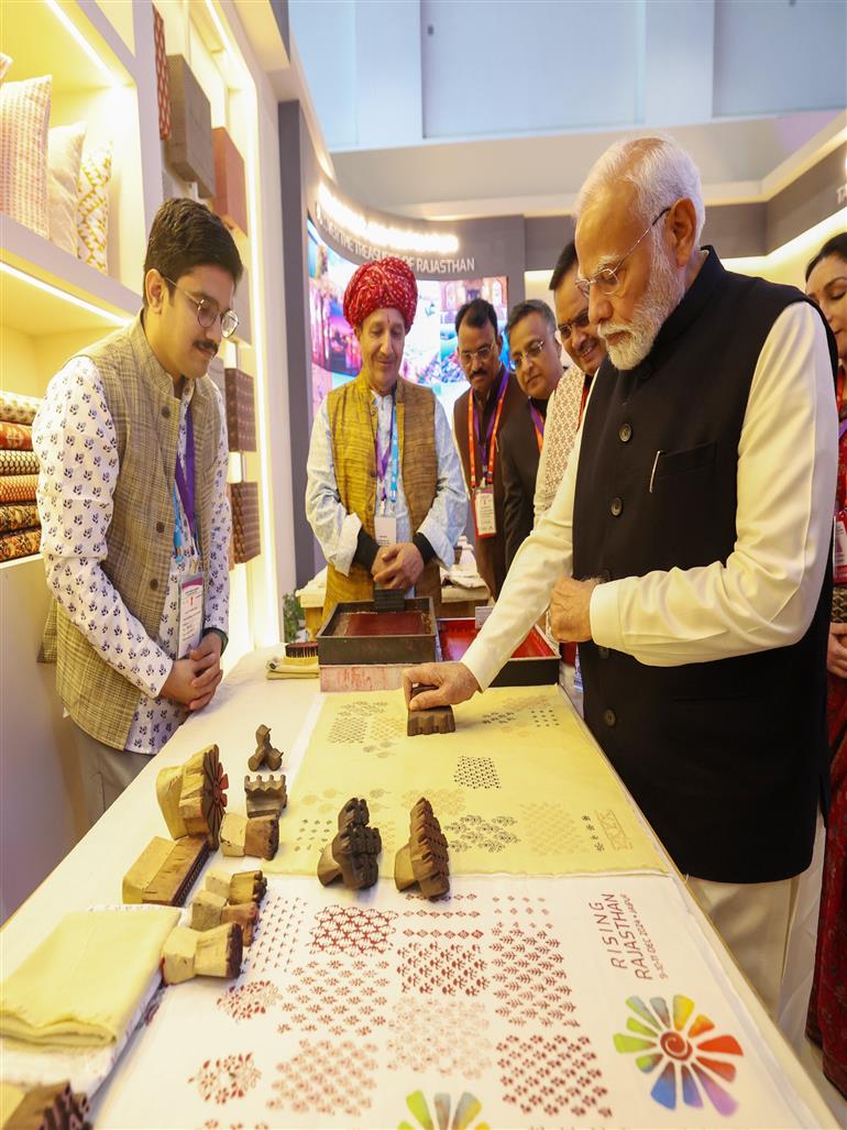 PM attends Exhibition of Rising Rajasthan Global Investment Summit 2024 in Jaipur, Rajasthan on December 09, 2024.