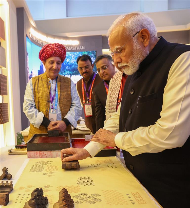 PM attends Exhibition of Rising Rajasthan Global Investment Summit 2024 in Jaipur, Rajasthan on December 09, 2024.