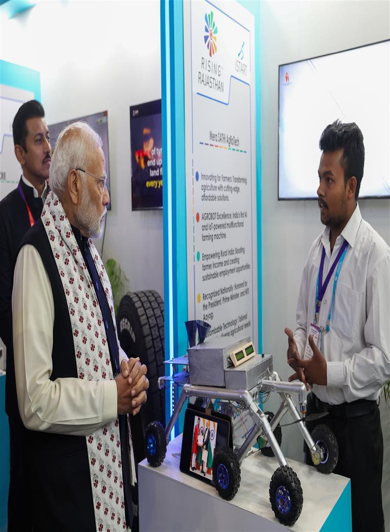 PM attends Exhibition of Rising Rajasthan Global Investment Summit 2024 in Jaipur, Rajasthan on December 09, 2024.