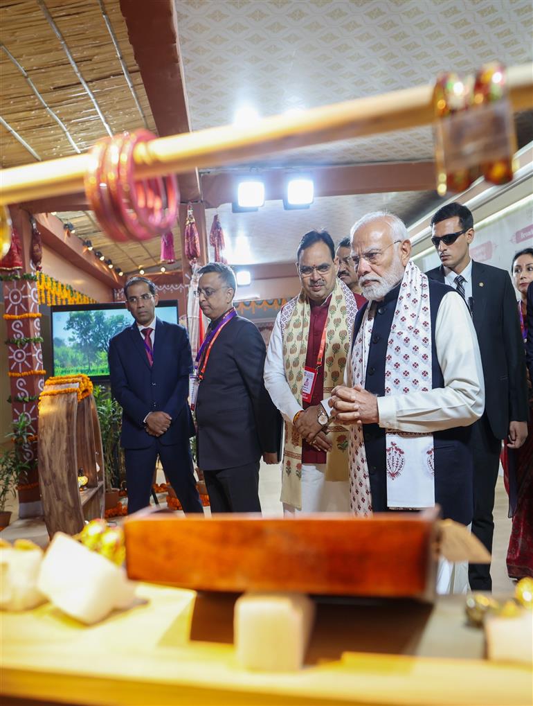 PM attends Exhibition of Rising Rajasthan Global Investment Summit 2024 in Jaipur, Rajasthan on December 09, 2024.
