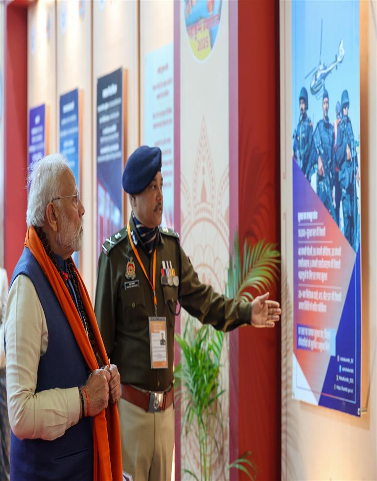 PM undertakes walkthrough of Mahakumbh exhibition site at Prayagraj, in Uttar Pradesh on December 13, 2024.