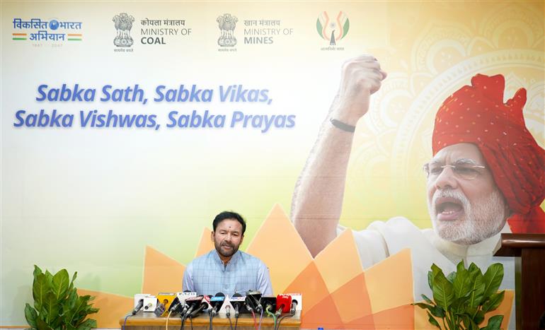 The Union Minister for Coal and Mines, Shri G. Kishan Reddy addressing the media during organised ‘Press Meet’ on Sabka Sath, Sabka Vikas, Sabka Vishwas, Sabka Prayas at his residence, in New Delhi on December 18, 2024.