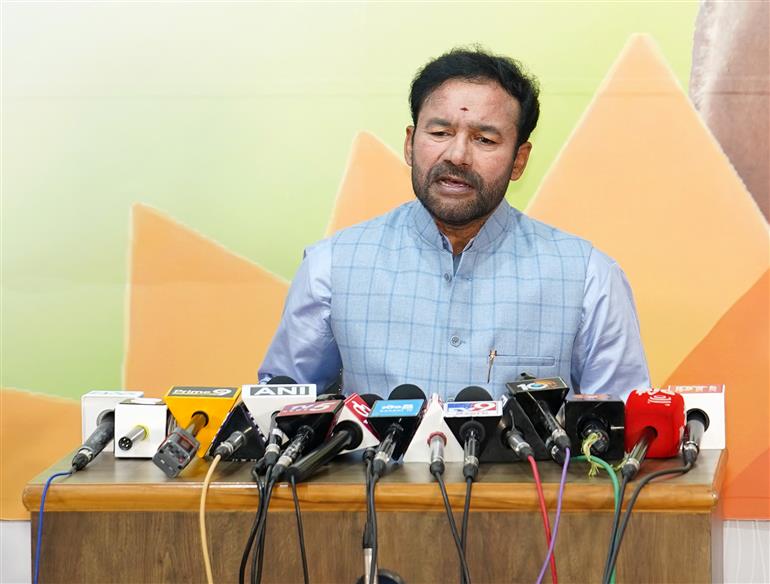 The Union Minister for Coal and Mines, Shri G. Kishan Reddy addressing the media during organised ‘Press Meet’ on Sabka Sath, Sabka Vikas, Sabka Vishwas, Sabka Prayas at his residence, in New Delhi on December 18, 2024.