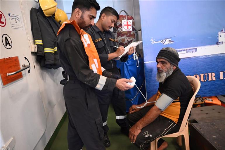 Indian Coast Guard rescues crew of nine after vessel sinks in Arabian Sea on December 26, 2024.