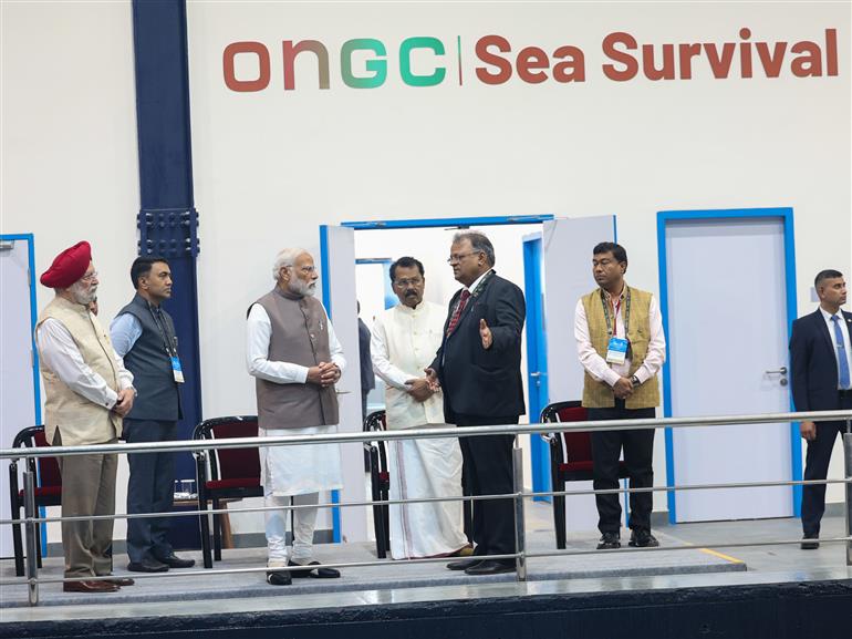 PM at the inauguration of ONGC Sea Survival Centre at Betul, in Goa on February 06, 2024.