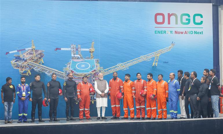 PM at the inauguration of ONGC Sea Survival Centre at Betul, in Goa on February 06, 2024.