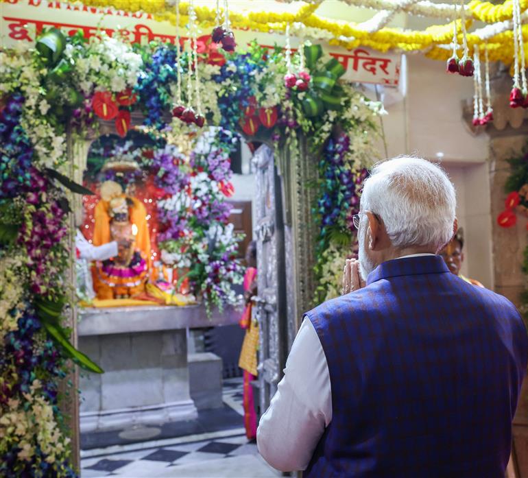 PM performs pooja and darshan at Beyt Dwarka temple, in Gujarat on February 25, 2024.