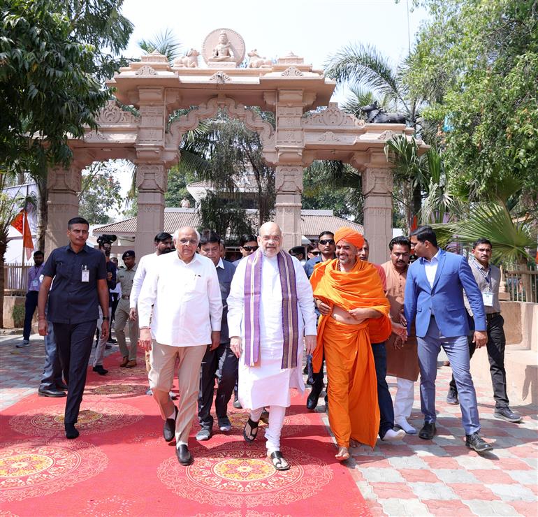 The Union Minister for Home Affairs and Cooperation, Shri Amit Shah offered prayers at Kapileswar Mahadev Temple, Gandhinagar, in Gujarat on February 27, 2024.