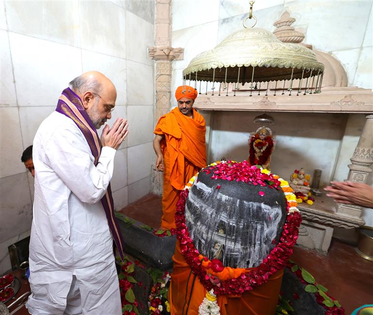 The Union Minister for Home Affairs and Cooperation, Shri Amit Shah offered prayers at Kapileswar Mahadev Temple, Gandhinagar, in Gujarat on February 27, 2024.