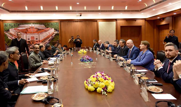 A Parliamentary Delegation from Bulgaria led by the National Assembly of Bulgaria, Mr. Rosen Zhelyazkov called on the Speaker of Lok Sabha, Shri Om Birla, in New Delhi on January 05, 2024.