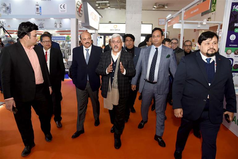 The Secretary, Department of Commerce, Shri Sunil Barthwal visits an exhibition of 7th Edition of Indus Food 2024 at India Exposition Mart, in Uttar Pradesh on January 08, 2024.