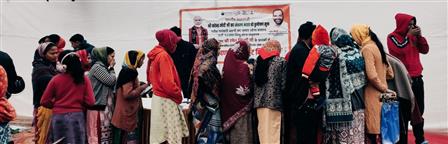 Glimpses of the Viksit Bharat Sankalp Yatra program at Kishangarh, Shani Bazar chowk, JNU Road nearest Fortis Hospital in South Delhi on January 09, 2024.  