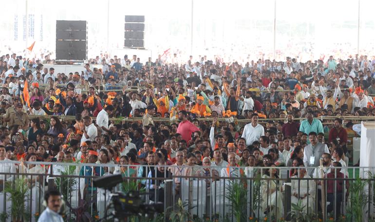 Gathering at the inauguration of 27th National Youth Festival at Nashik, in Maharashtra on January 12, 2024. PM addressing on the occasion.